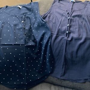 Sleeveless Button-Down Women Tops - black and black Star Sonoma size S